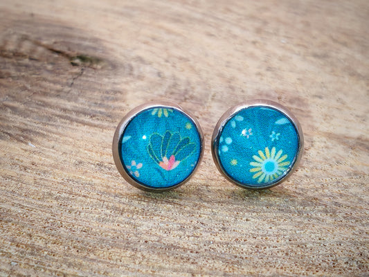 Clous cabochon de 8 mm – Jardin turquoise
