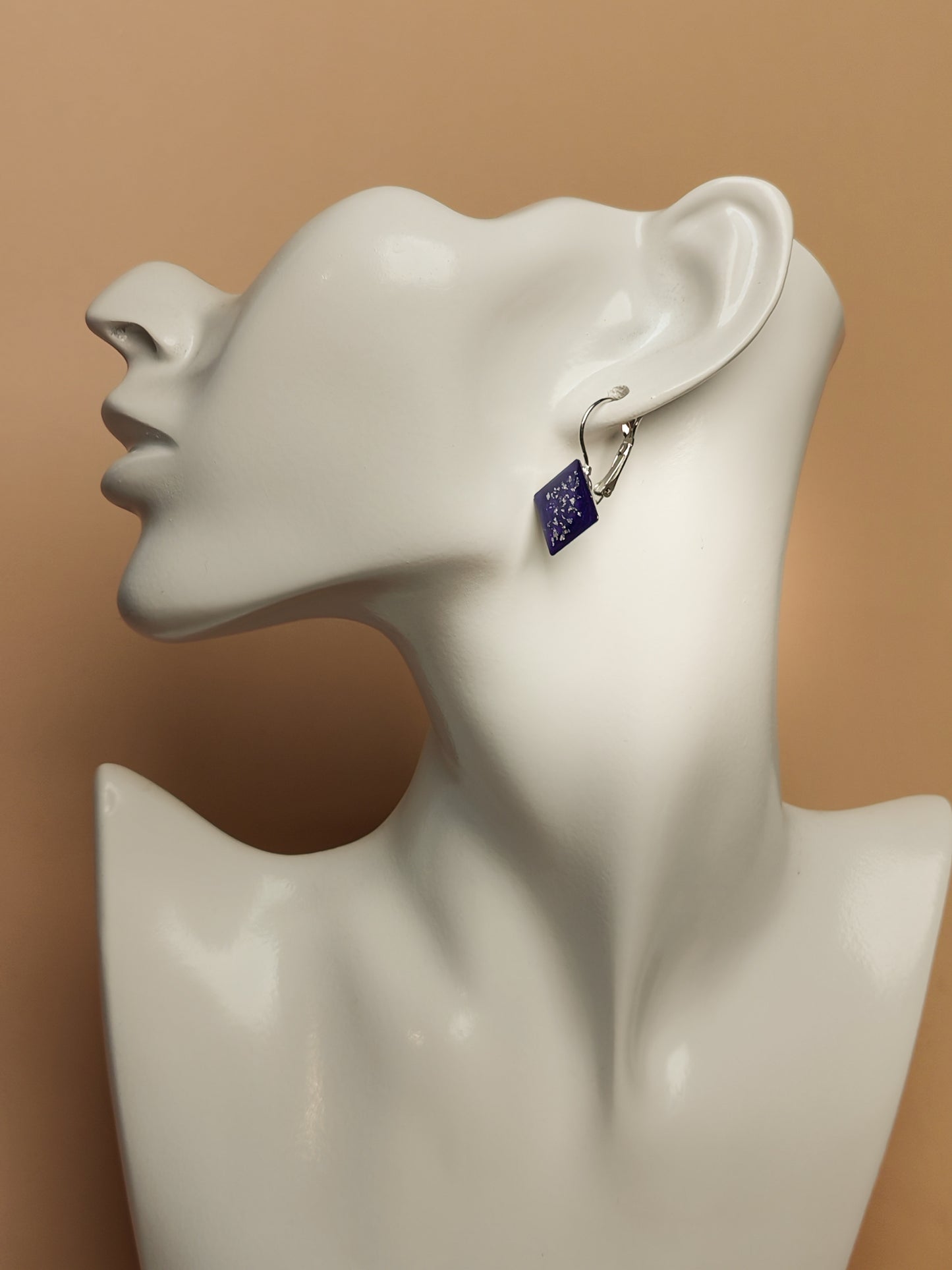 Boucles d’oreilles dormeuses – Cristaux d’argent sur ciel nocturne