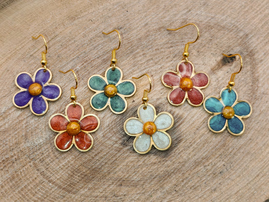 Boucles d’oreilles – Fleurs pigmentées