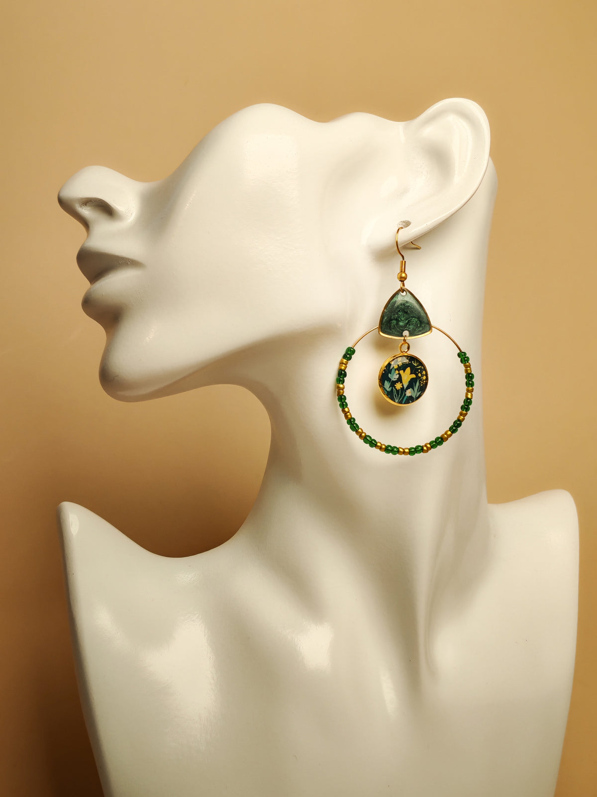 Boucles d’oreilles – Prairie nocturne aux reflets verts