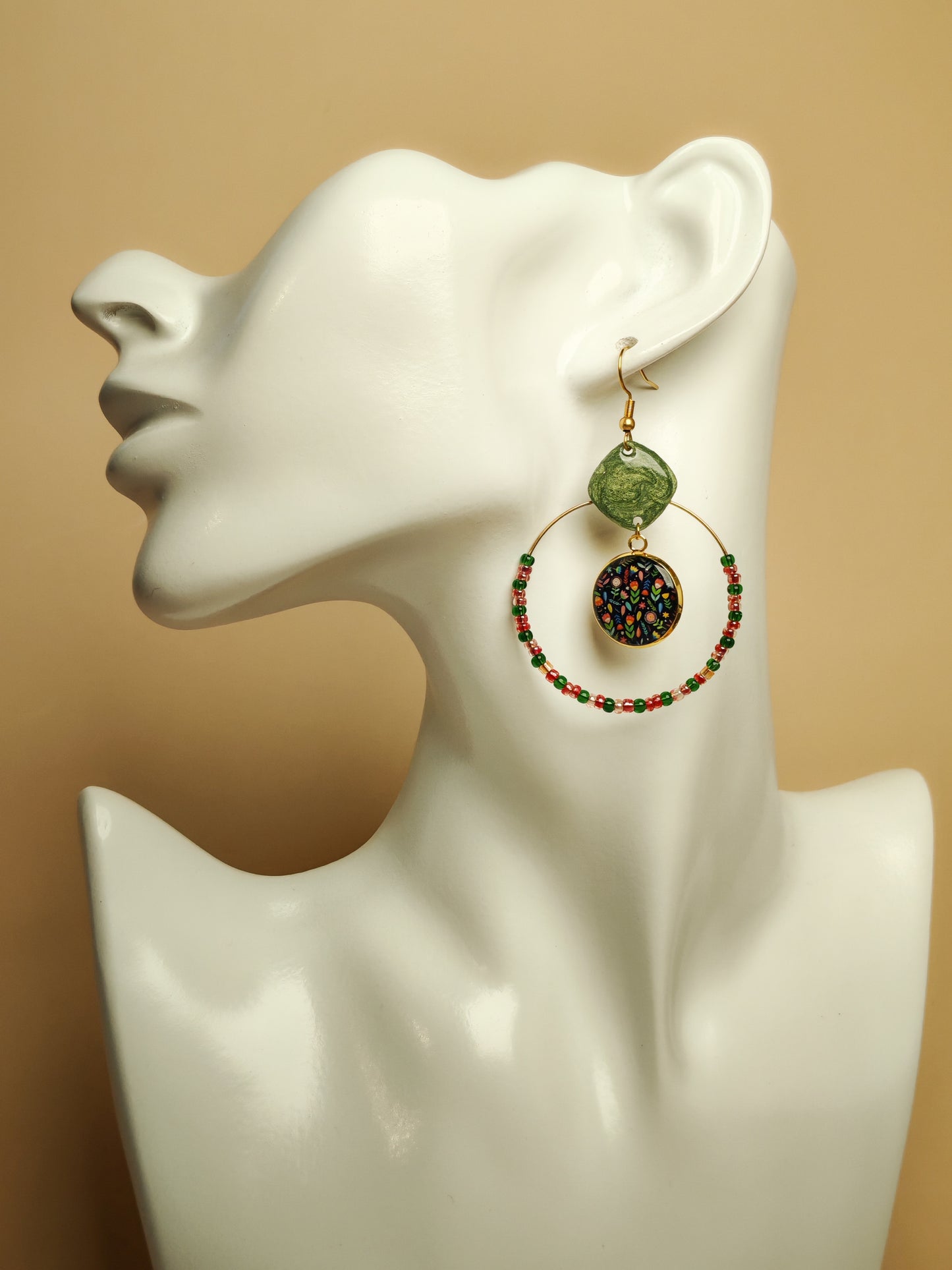 Boucles d’oreilles – Jardin secret aux accents verts