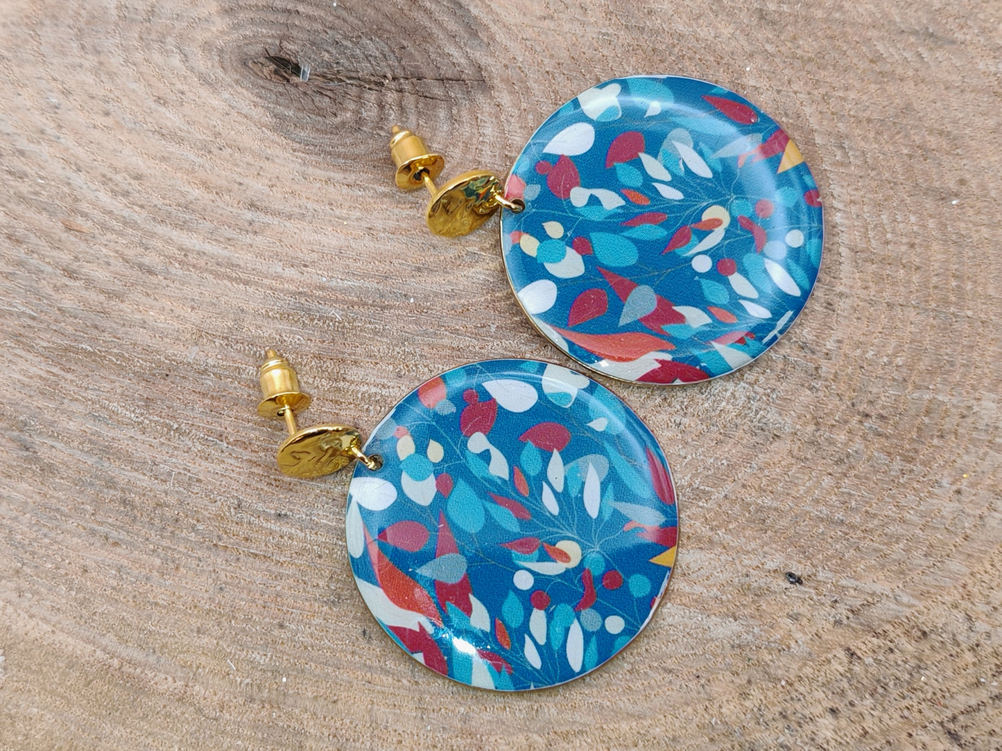 Boucles d’oreilles – Feuillage en éclats bleutés