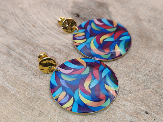 Boucles d’oreilles – Tourbillon végétal multicolore