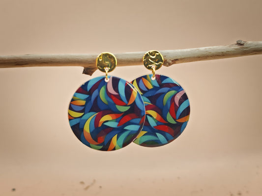 Boucles d’oreilles – Tourbillon végétal multicolore