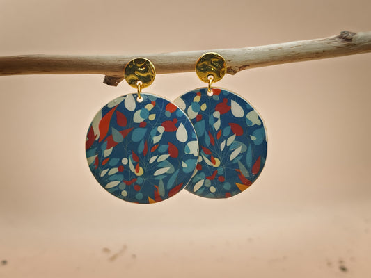 Boucles d’oreilles – Feuillage en éclats bleutés
