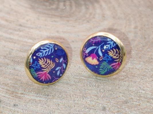 Clous cabochon de 10 mm – Feuillage nocturne coloré