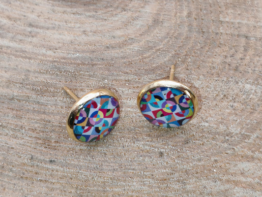 Clous cabochon de 10 mm – Géométrie colorée