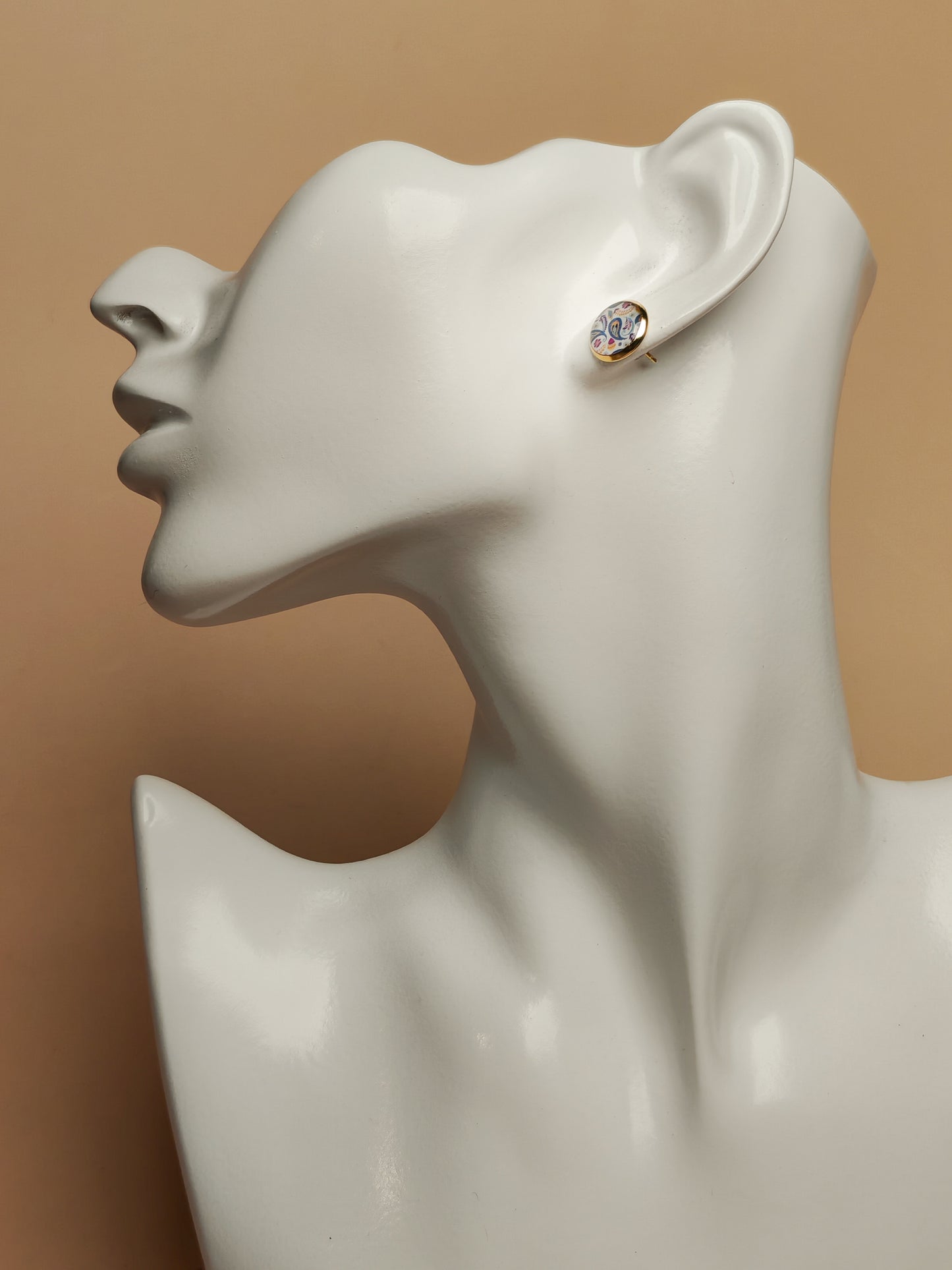 Clous cabochon de 10 mm – Paisley bleu et mauve