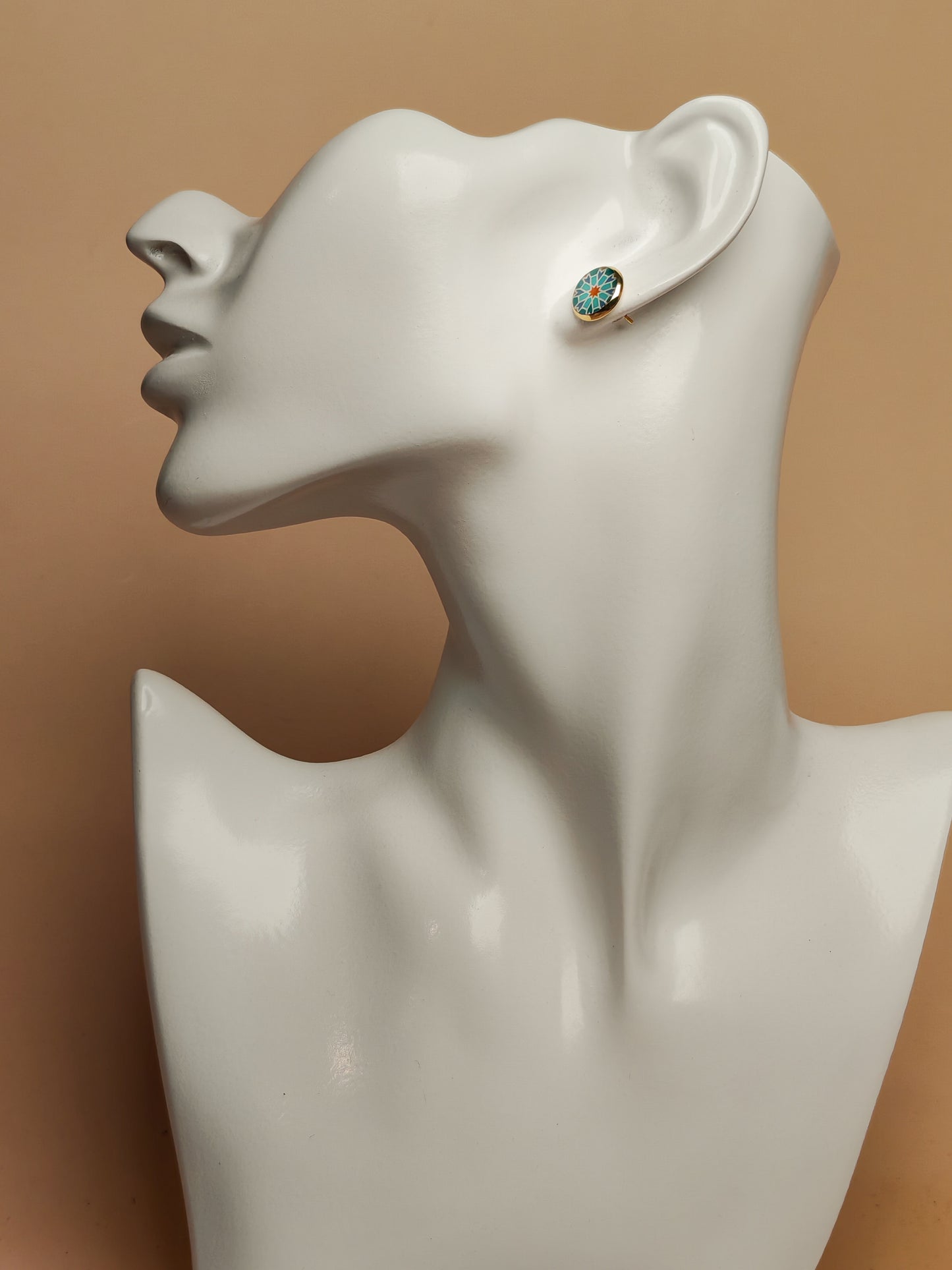 Clous cabochon de 10 mm – Rosace turquoise et orange