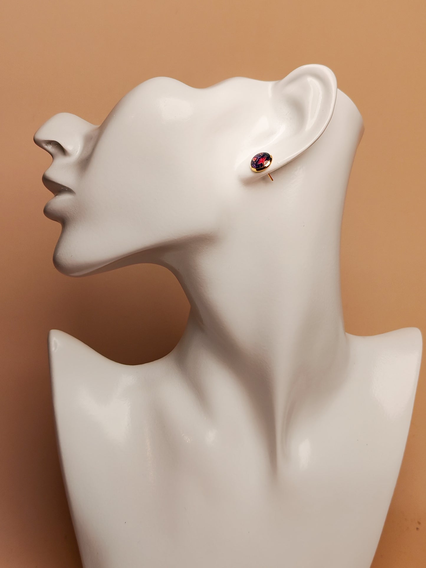 Clous cabochon de 8 mm – Fleurs nocturnes sur bleu profond