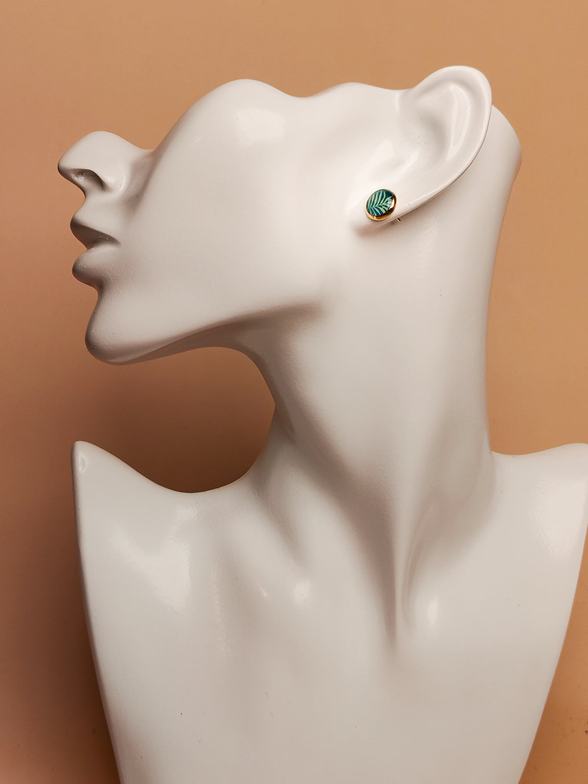 Clous cabochon de 8 mm – Feuillage graphique vert et bleu