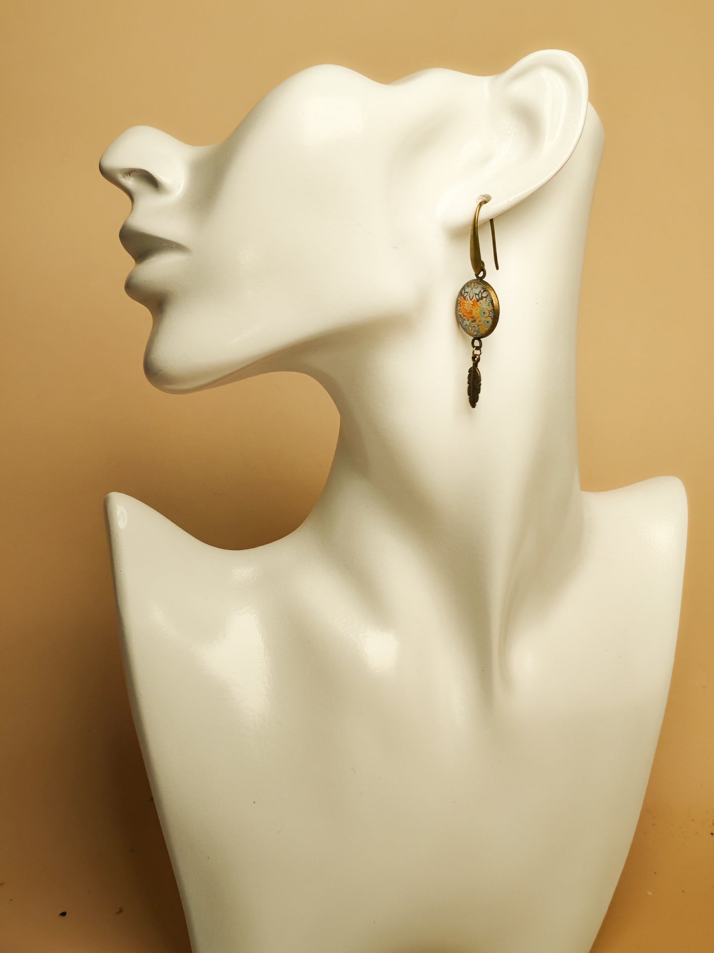 Ensemble bague + boucles d’oreilles – Fleurs d’Orient et arabesques dorées