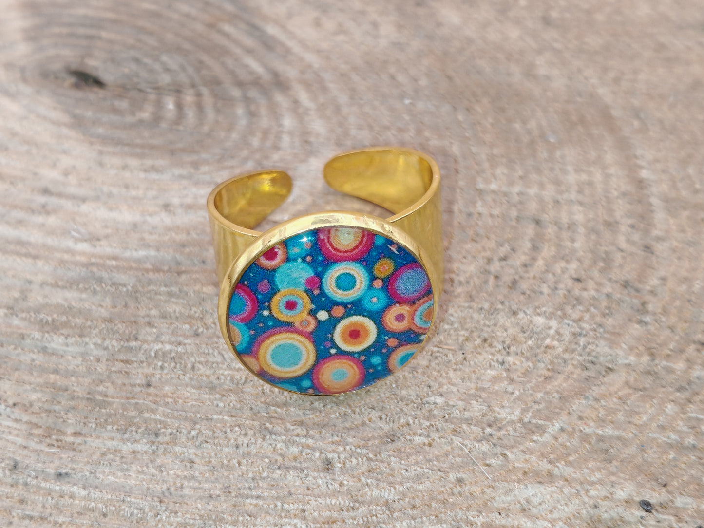 Ensemble bague + boucles d’oreilles – Cercles colorés