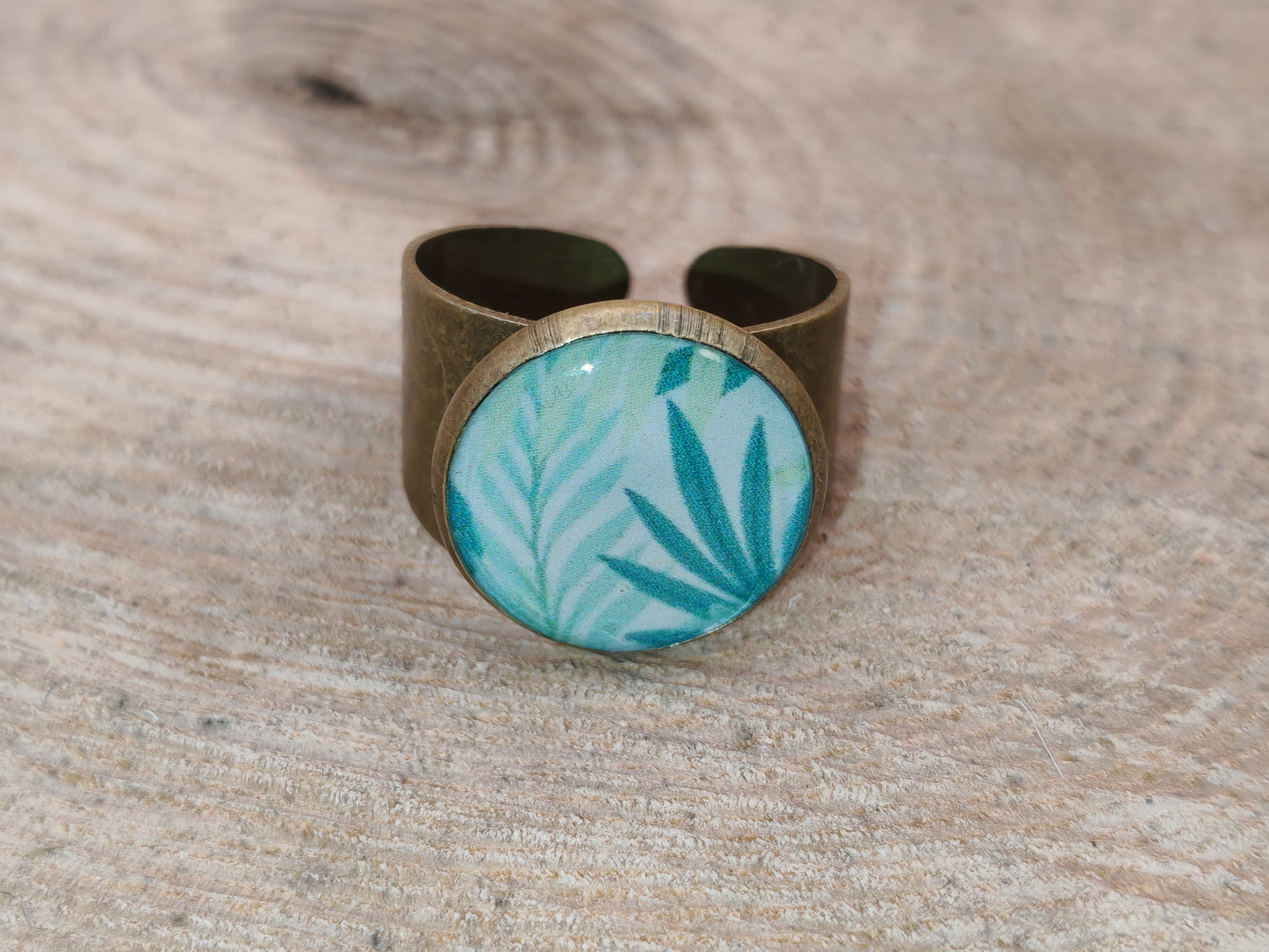 Ensemble bague + boucles d'oreilles - Feuillage tropical