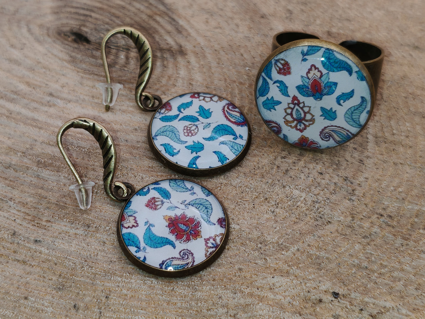 Ensemble bague + boucles d’oreilles – Jardin d’Orient