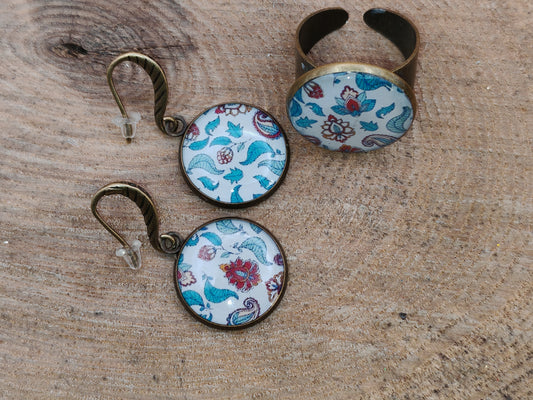 Ensemble bague + boucles d’oreilles – Jardin d’Orient