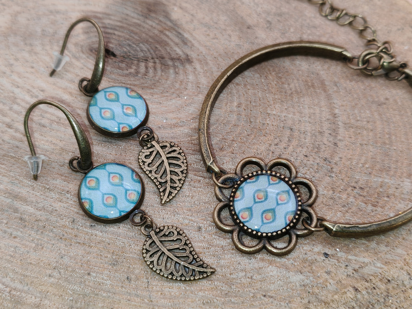 Ensemble bracelet + boucles d’oreilles – Ondulations bohèmes