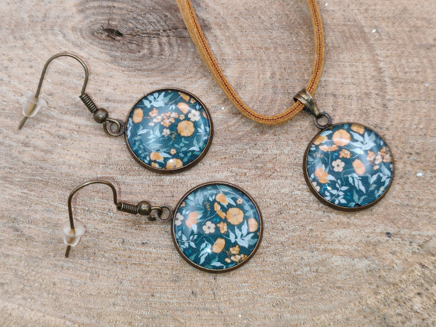 Ensemble bague + boucles d’oreilles – Promenade en clairière