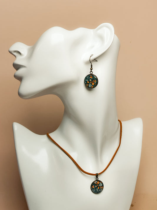 Ensemble bague + boucles d’oreilles – Promenade en clairière