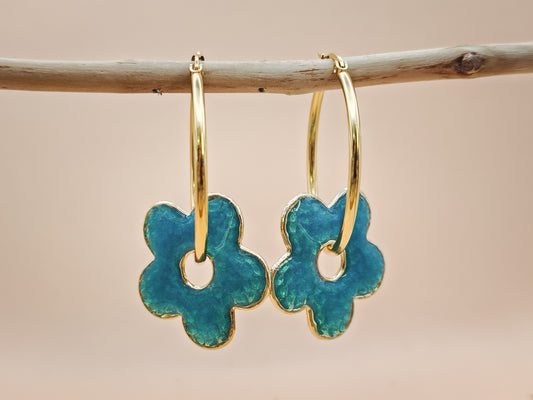 Boucles d’oreilles – Fleurs bleues