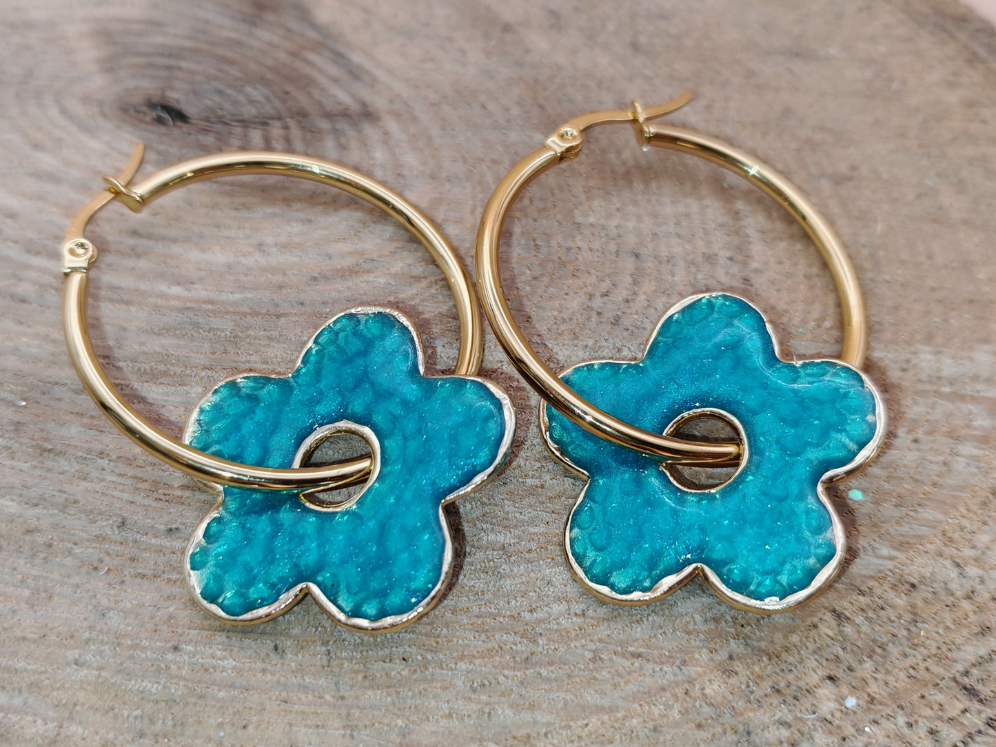 Boucles d’oreilles – Fleurs bleues