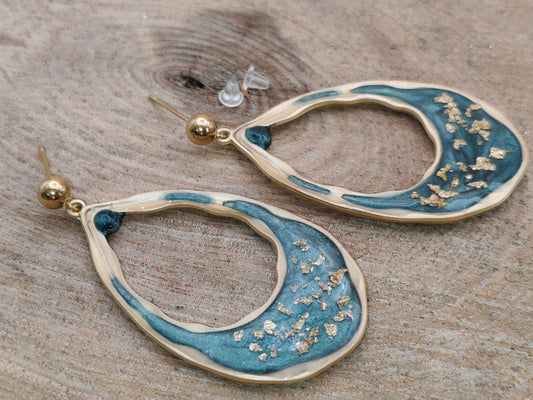 Boucles d’oreilles – Ondes végétales aux éclats dorés