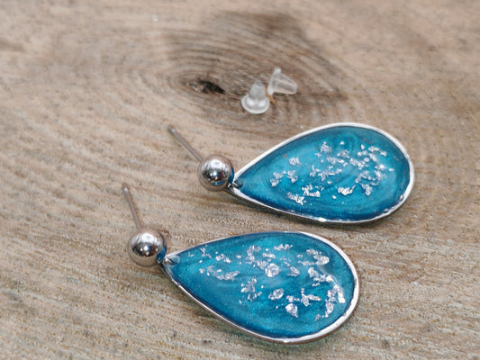 Boucles d’oreilles – Gouttes turquoise scintillantes