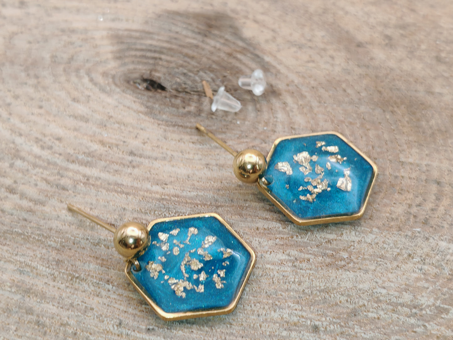 Boucles d’oreilles - Éclats turquoise sur or