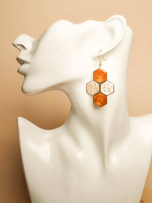 Boucles d’oreilles – Alvéoles dorées