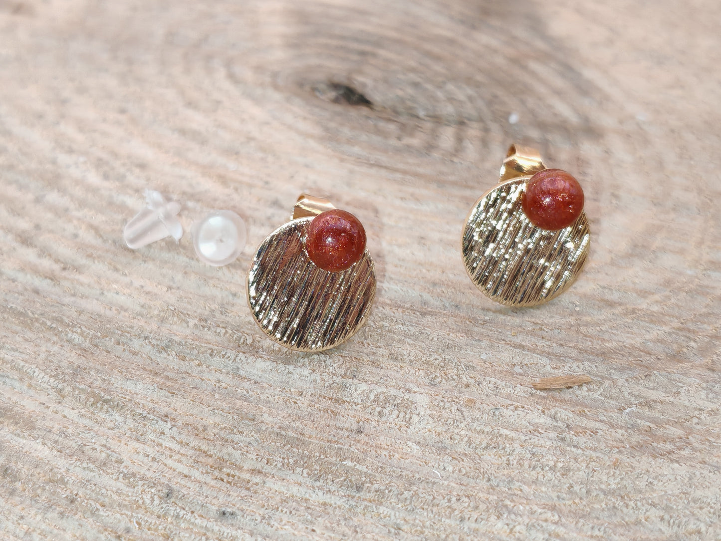 Boucles d’oreilles – Disques dorés texturés