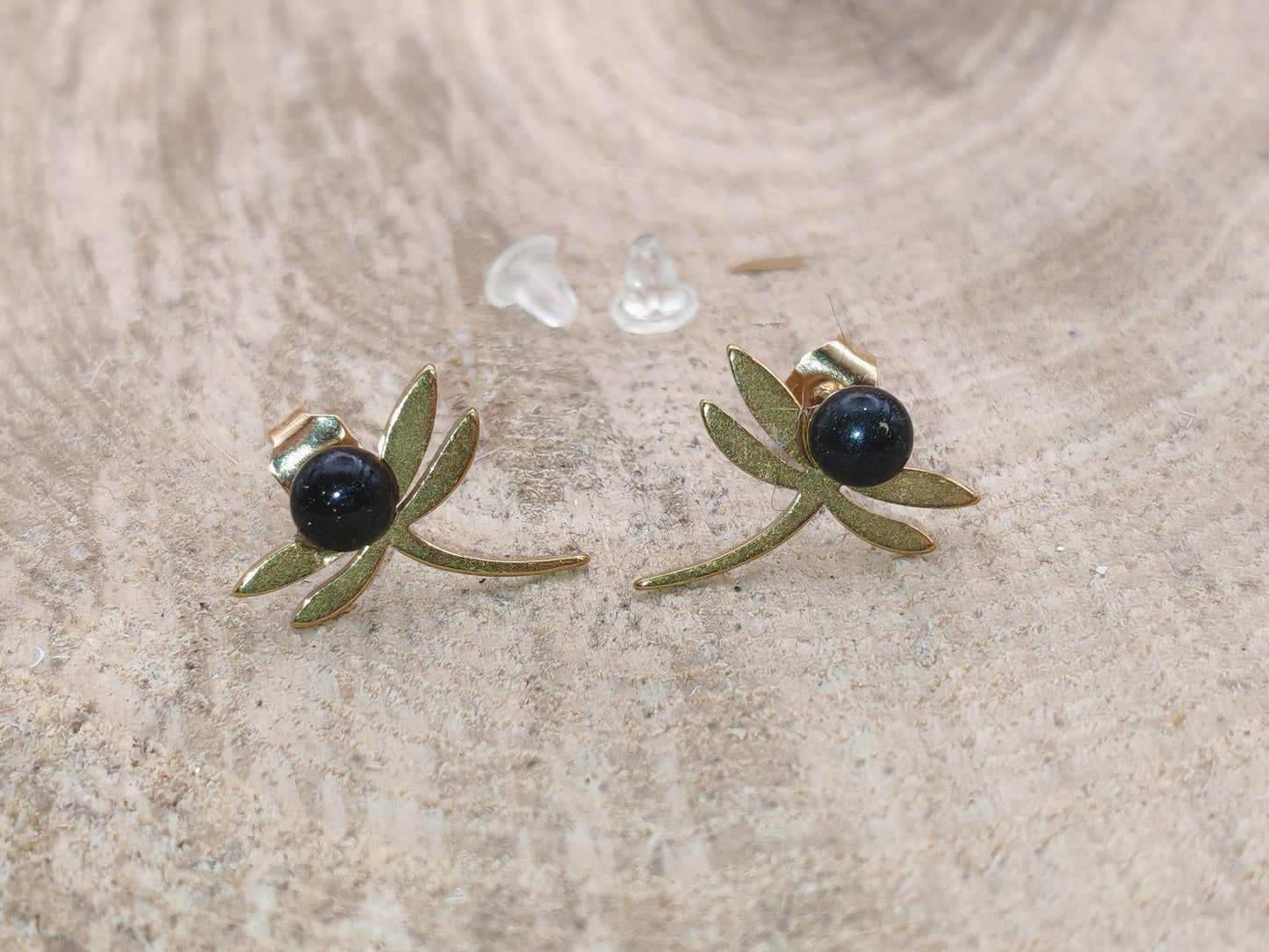 Clous d'oreille - Libellules dorées