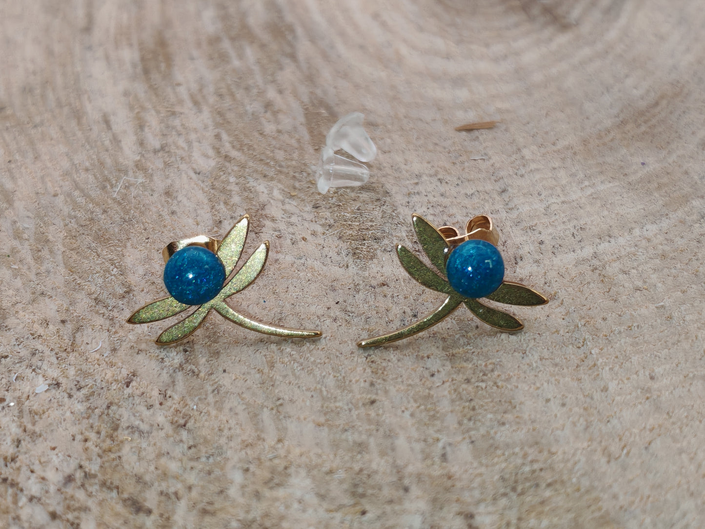 Clous d'oreille - Libellules dorées