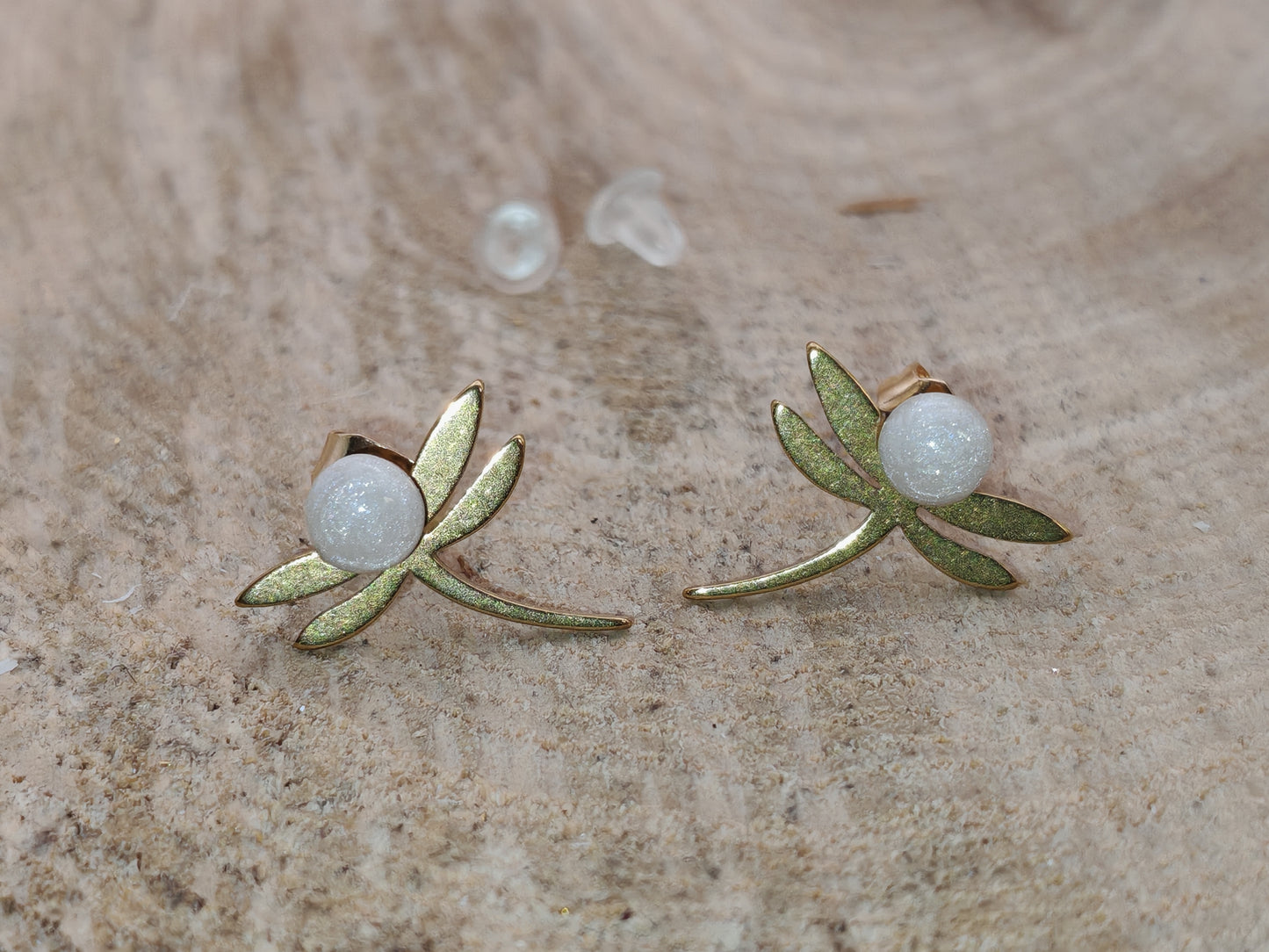 Clous d'oreille - Libellules dorées