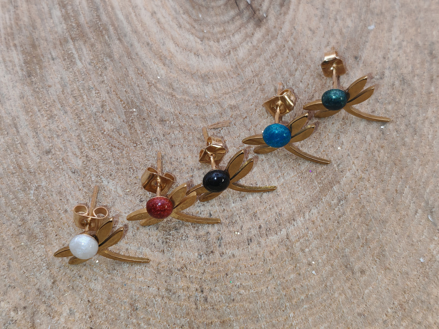 Clous d'oreille - Libellules dorées