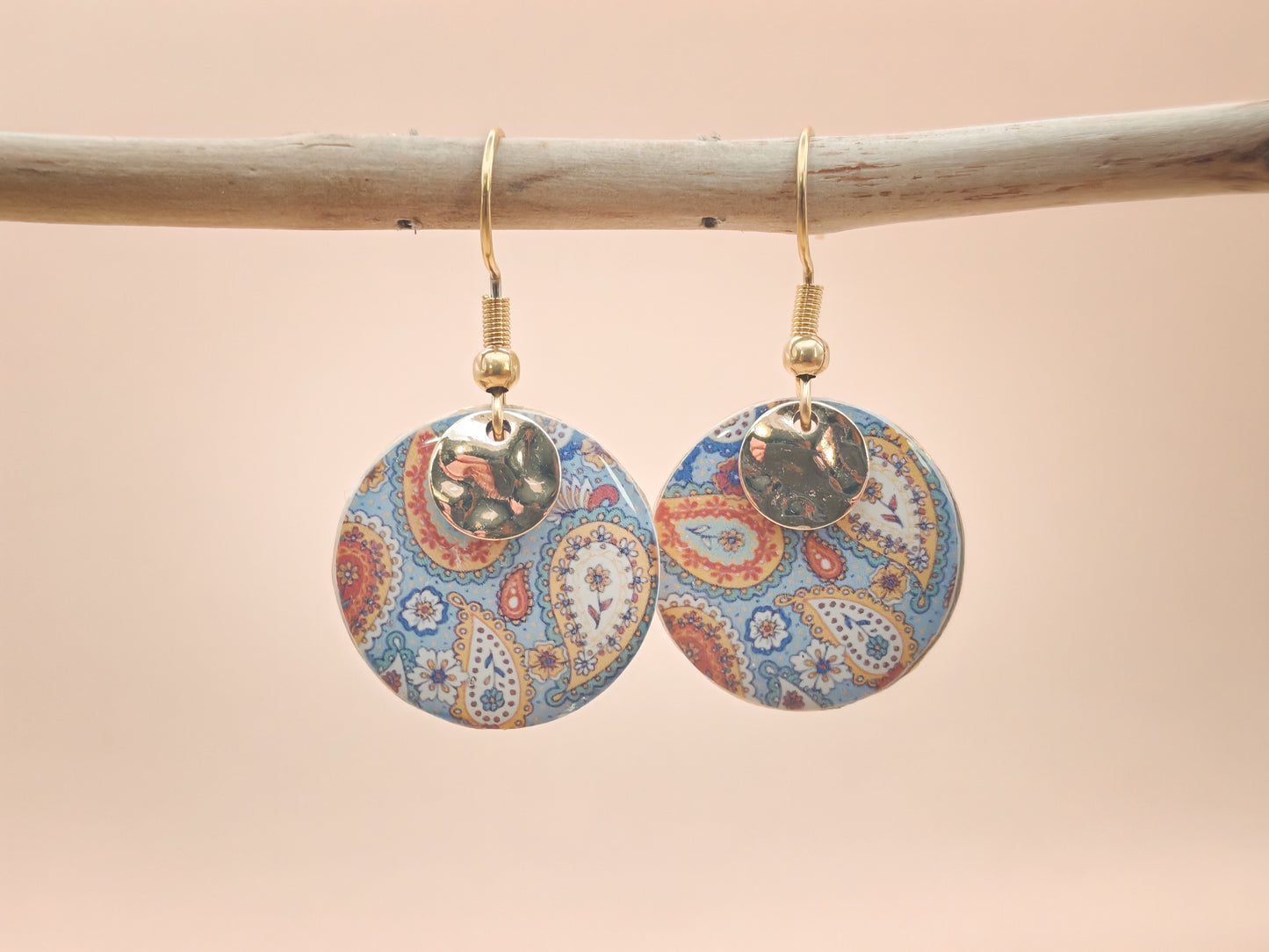 Boucles d’oreilles – Ronds paisley célestes