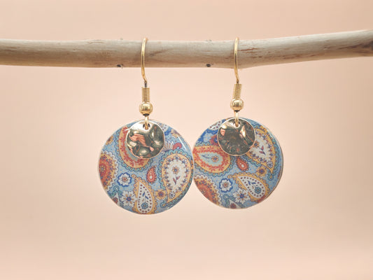 Boucles d’oreilles – Ronds paisley célestes