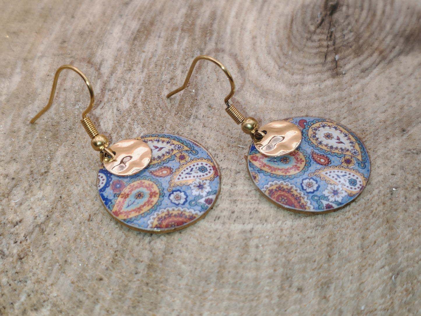 Boucles d’oreilles – Ronds paisley célestes