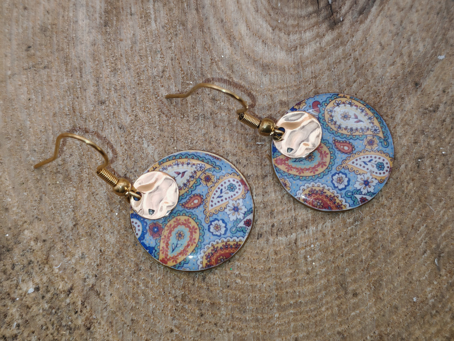 Boucles d’oreilles – Ronds paisley célestes