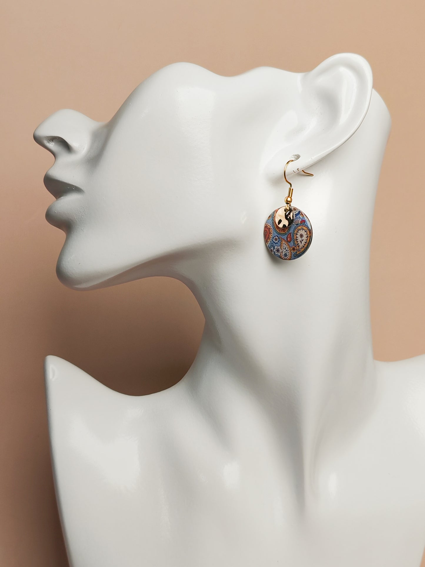 Boucles d’oreilles – Ronds paisley célestes