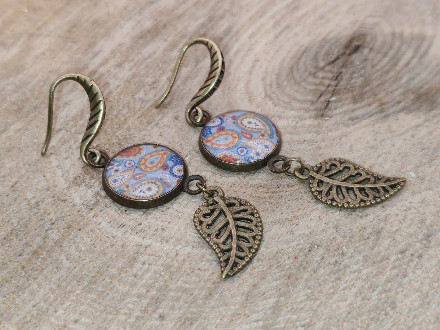 Boucles d’oreilles – Feuilles Cachemire