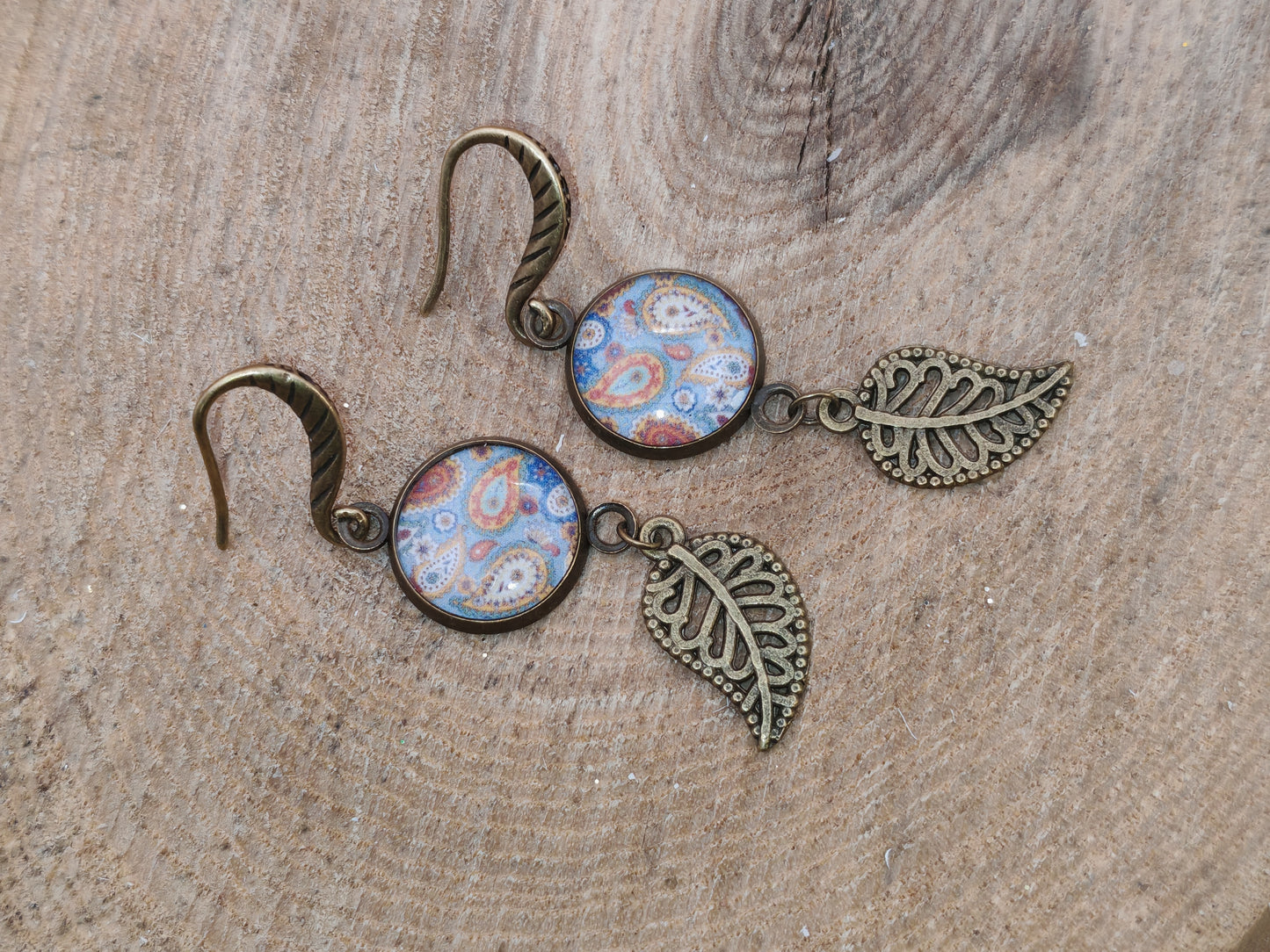 Boucles d’oreilles – Feuilles Cachemire