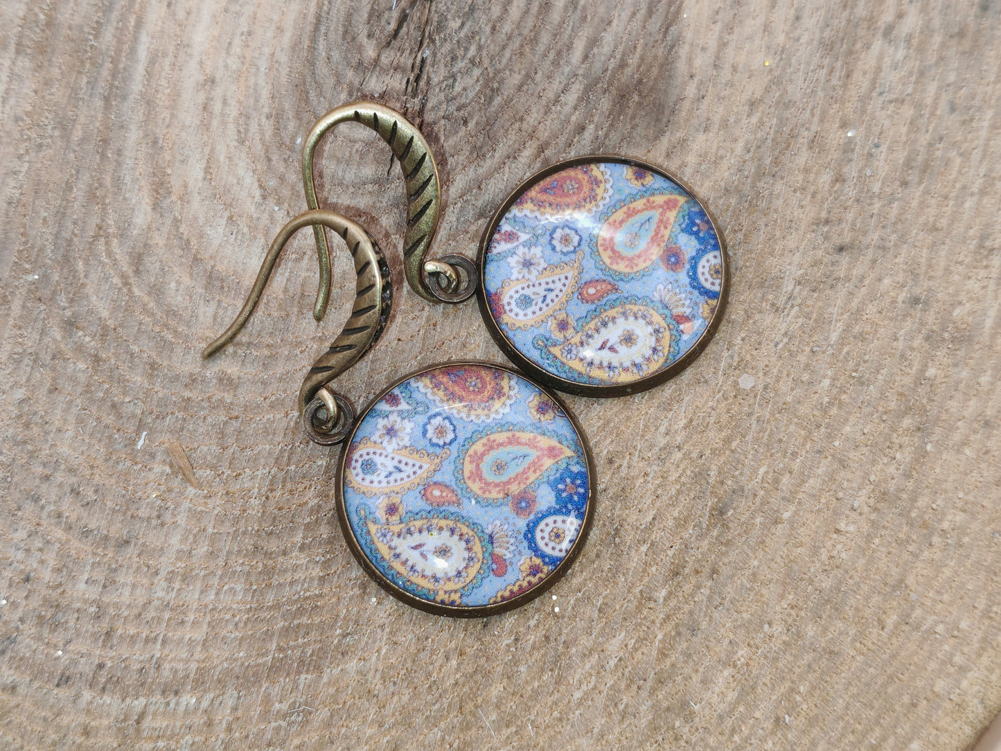 Boucles d’oreilles – Cachemire bleu et feu