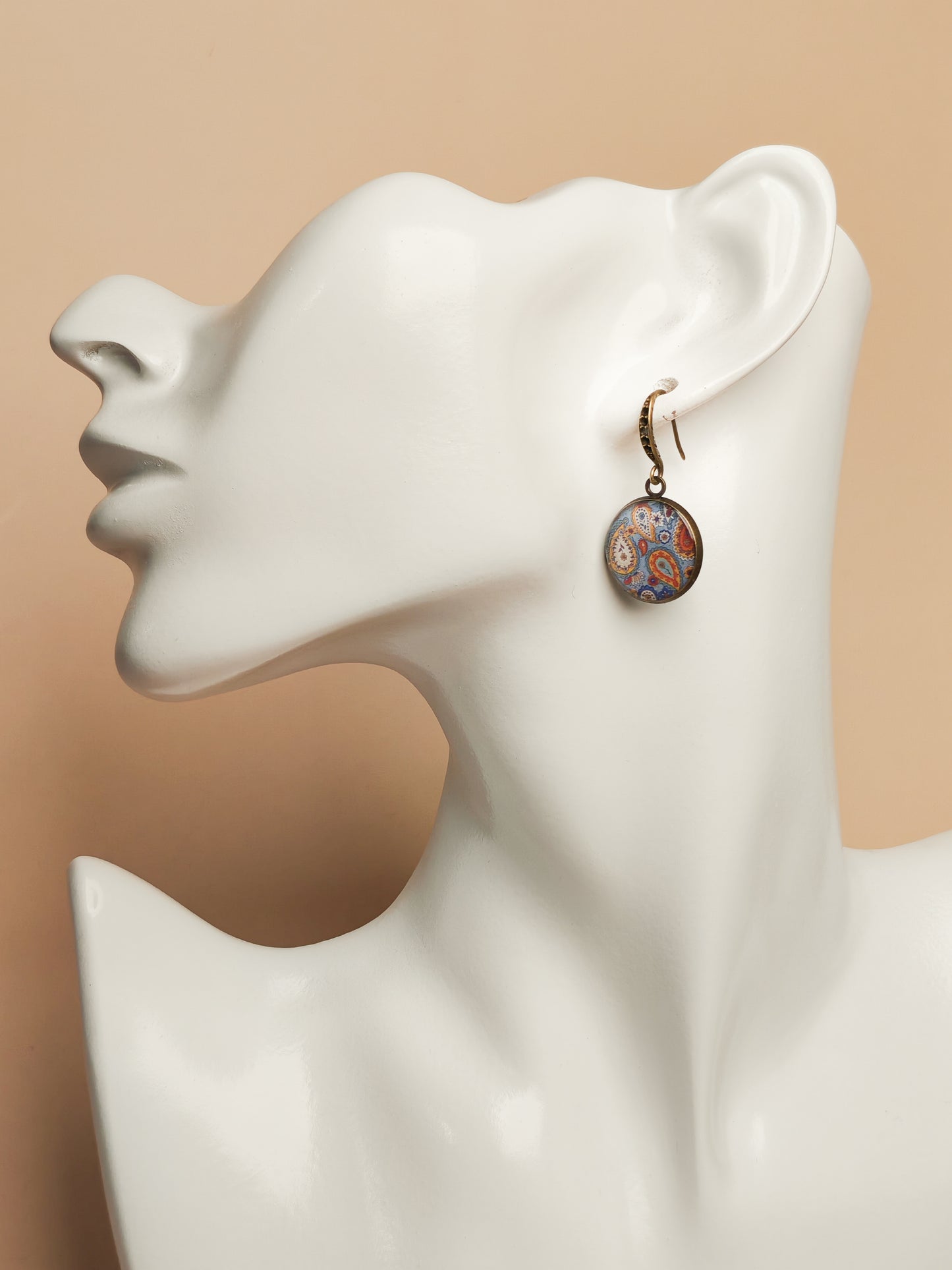 Boucles d’oreilles – Cachemire bleu et feu