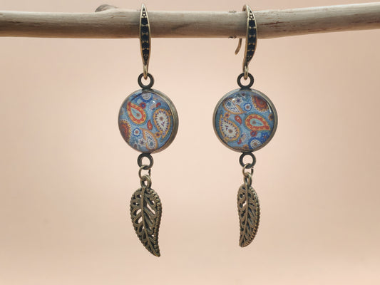 Boucles d’oreilles – Feuilles Cachemire