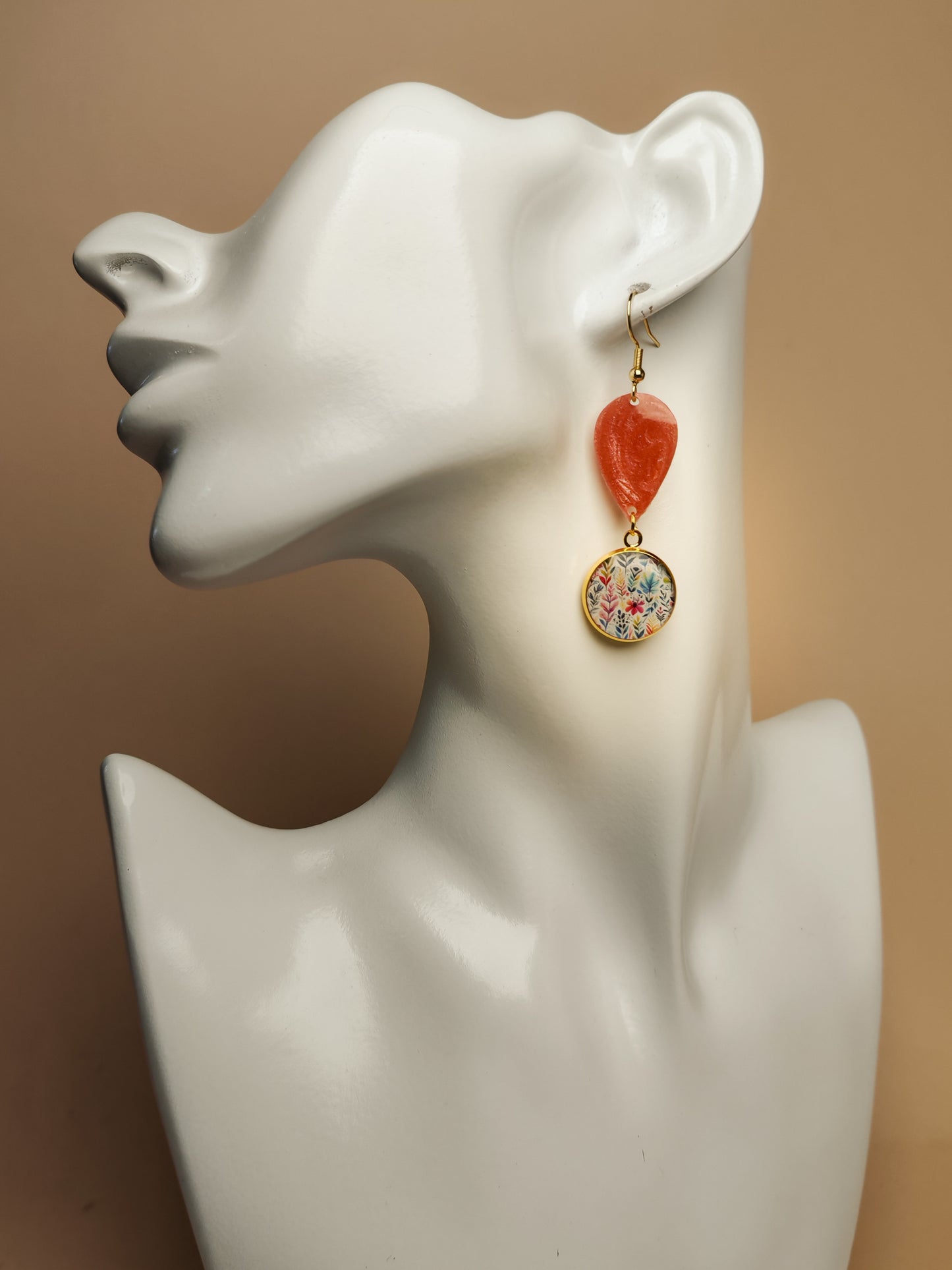 Boucles d’oreilles asymétriques – Herbier rosé