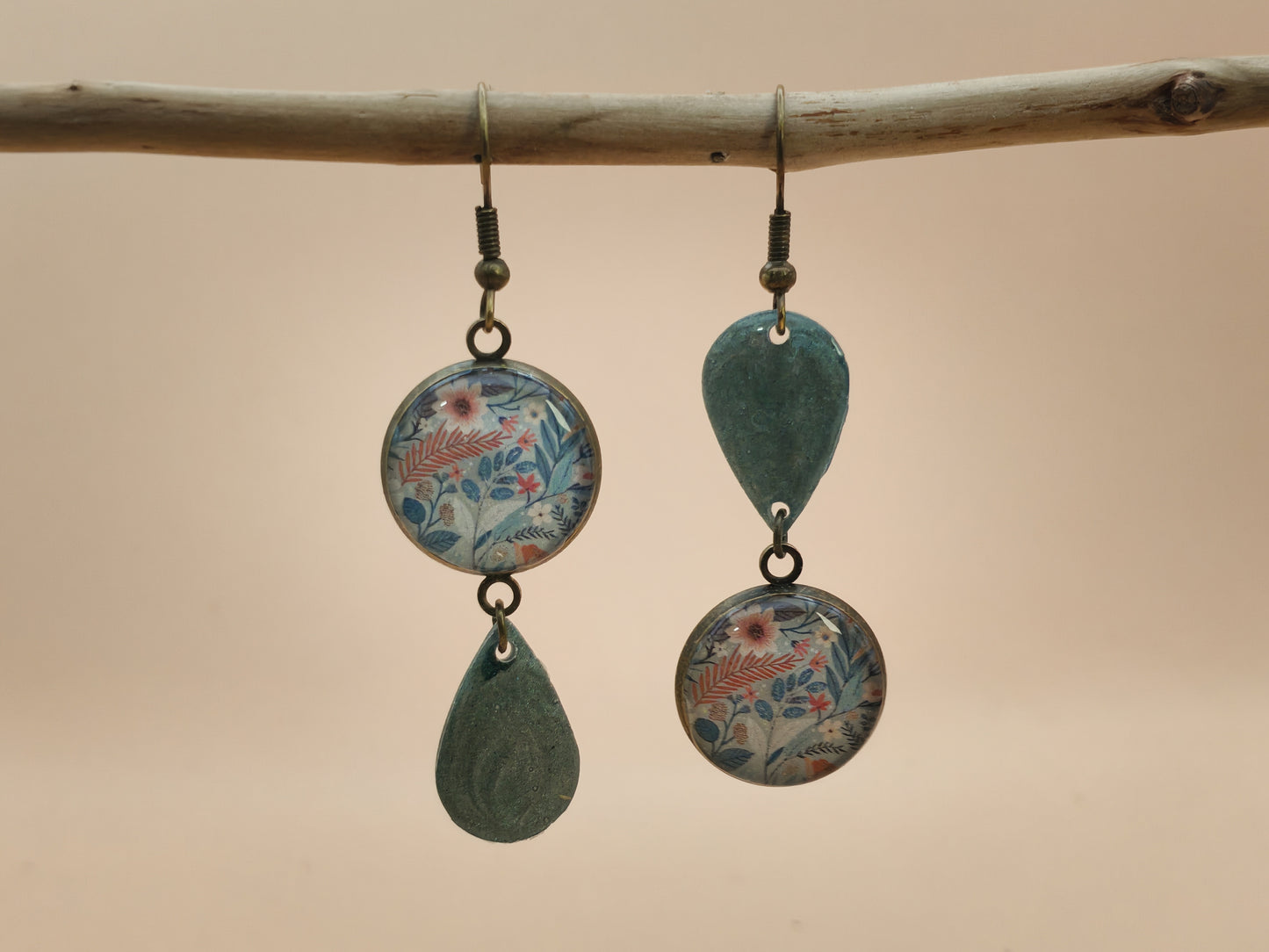 Boucles d’oreilles asymétriques – Herbier doux