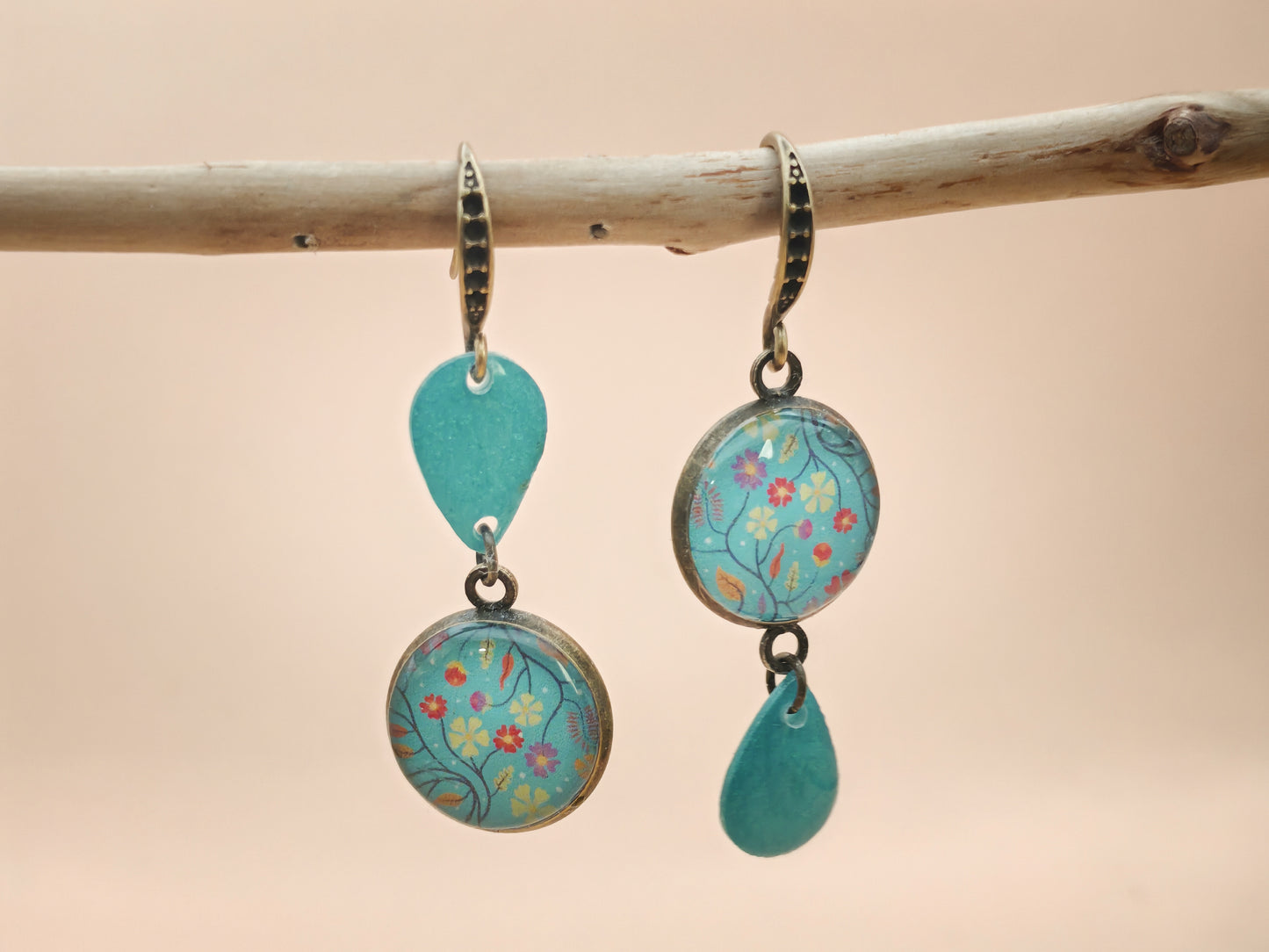 Boucles d’oreilles – Jardin turquoise en suspension