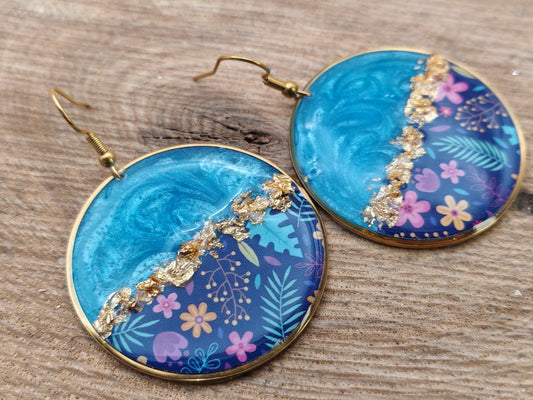 Boucles d’oreilles pendantes – Bleu turquoise et floraison nocturne