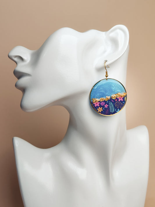 Boucles d’oreilles pendantes – Bleu turquoise et floraison nocturne