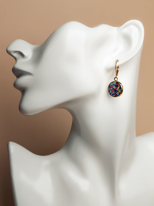 Boucles d’oreilles dormeuses – Spirales colorées en mouvement